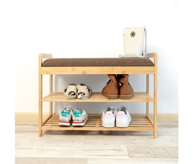 Banco zapatero MOA Vinthera  estantes con asiento acolchado Natural