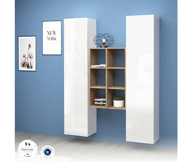 Aparador efecto madera 140 Blanco Brillo