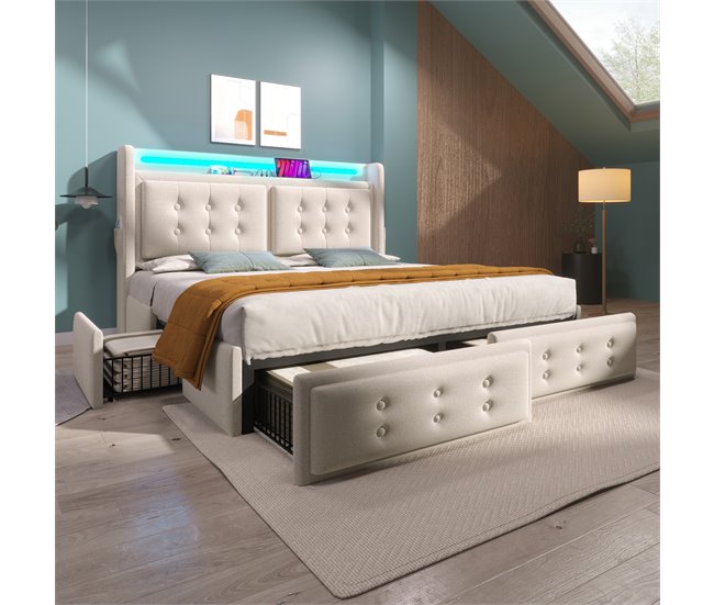 Camas de matrimonio 148x220 Beige