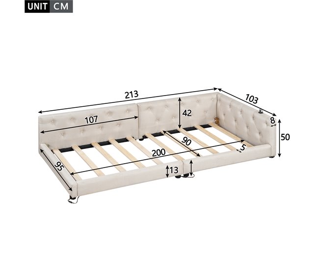 Camas individuales 103x213 Beige
