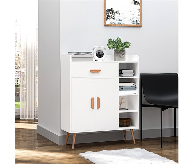 Aparador Tablero de partículas HOMCOM, hogar - muebles de comedor 80 Blanco