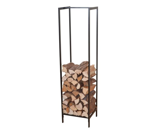 Soporte para leña Taarbæk duradero acero Negro