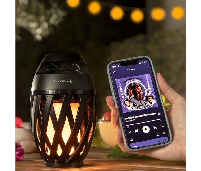 Altavoz Inalámbrico con LED Efecto Llama Negro