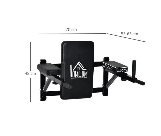 Barra de Dominada Acero, PVC, Espuma HOMCOM Negro