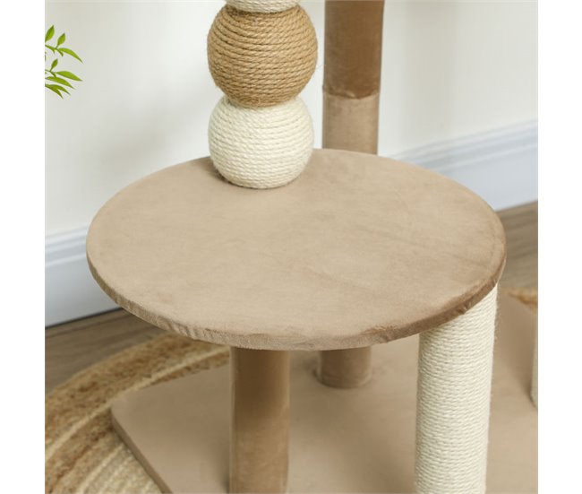 Árbol para Gatos Aglomerado de Madera, Yute PawHut Marron