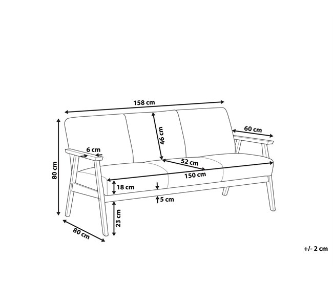 Beliani Sofá de 3 plazas Poliéster ASNES Gris Claro
