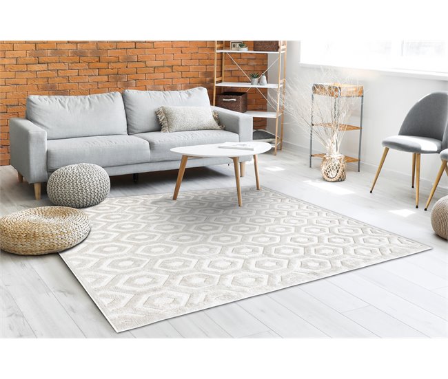 Alfombra SANTO sisal 58380 Hexágono 180x270 Crema