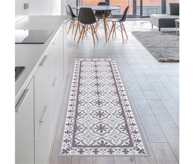 ARTDECO - Alfombra vinílica compacta Patch Azul 60x200 Gris