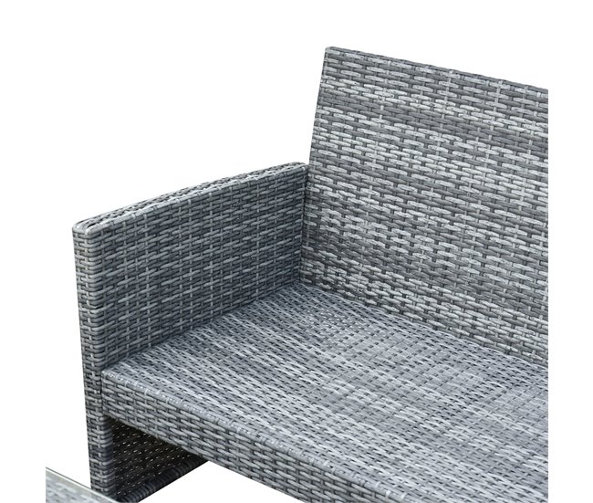 Muebles de Ratán Poliéster, Ratán PE, Vidrio, Metal Outsunny Gris