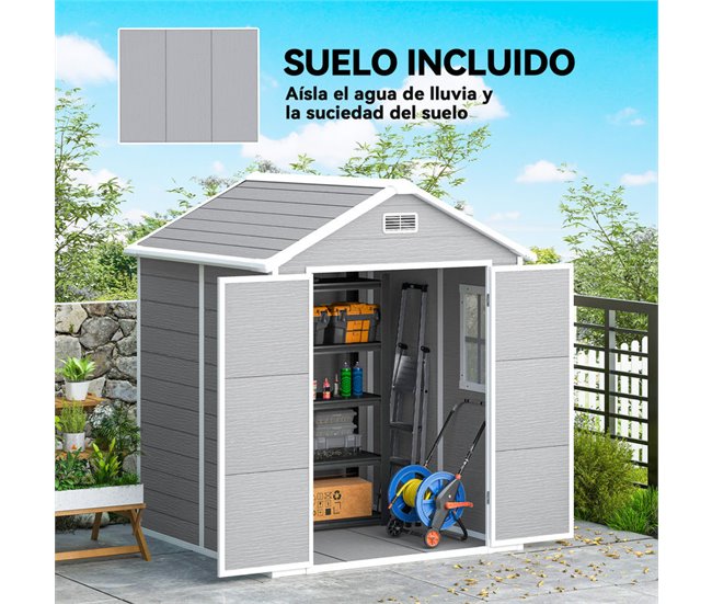 Caseta de Jardín PP, Aluminio Outsunny Gris