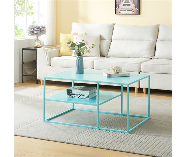 Mesa de centro Solund rectangular acero 60x90 Azul Claro