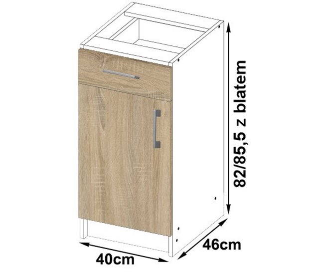 Armario de Cocina Independiente LIMA AKORD con 2 estantes 40 Blanco/ Madera