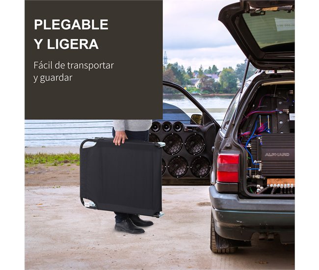 Tumbona Plegable Acero y Tela Oxford Outsunny Negro