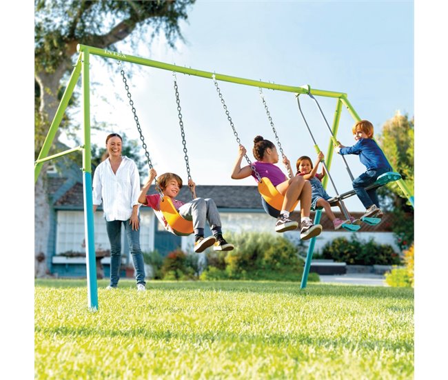 Columpio jardín infantil doble con balancín INTEX Verde