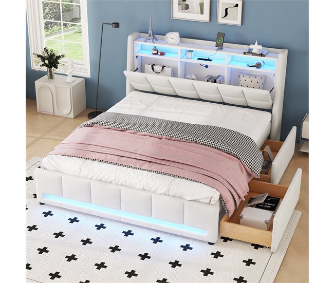 Camas de matrimonio 173x224 Beige