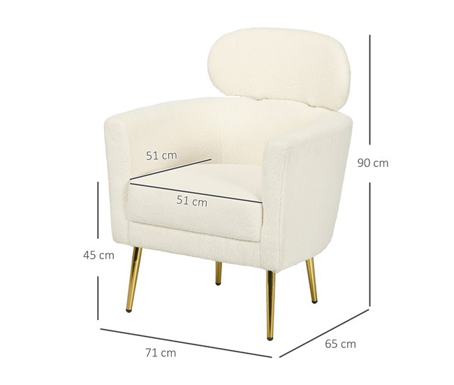 Sillón de Salón Poliéster, Metal HOMCOM, hogar - muebles de salón Crudo