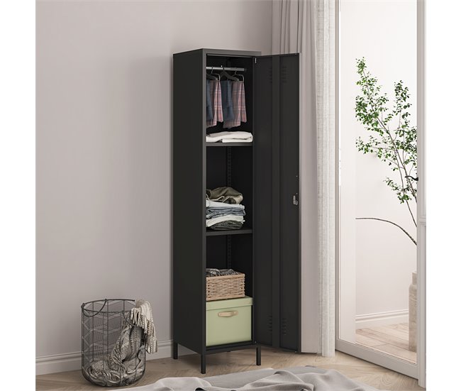 Armario ropero Seinäjoki acero 38 Negro