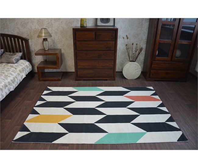 Alfombra SCANDI Diamantes 160x230 Blanco/ Negro