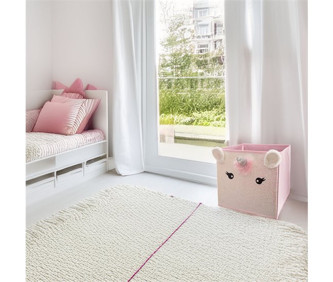 Caja de almacenamiento infantil 'Unicornio' Rosa