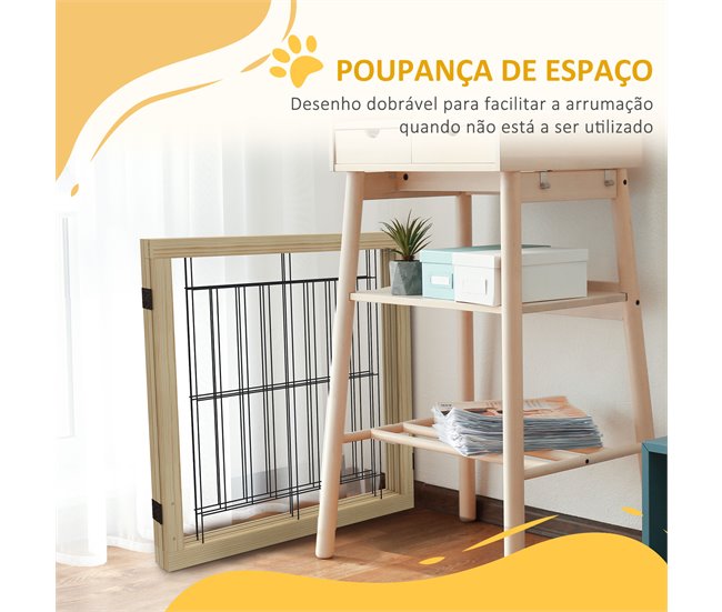 Barrera para Perros Pino, Acero PawHut Madera
