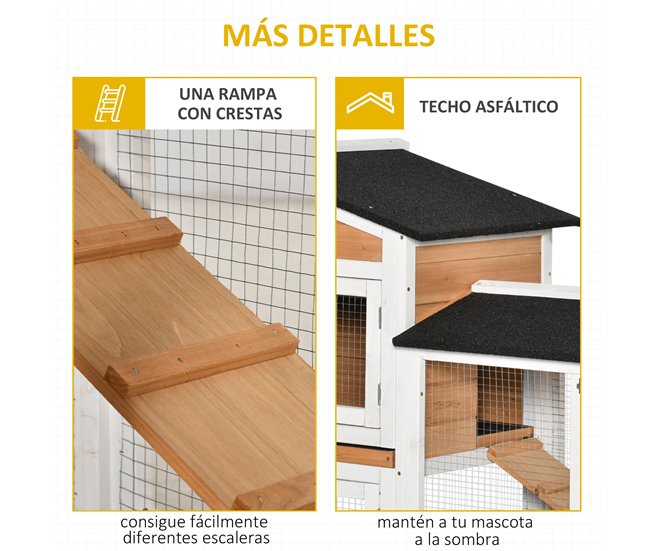 Conejera Madera de Abeto, Acero Amarillo