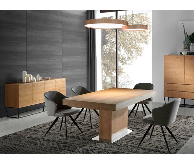ANGEL CERDA Silla comedor tapizada tela gris Negro