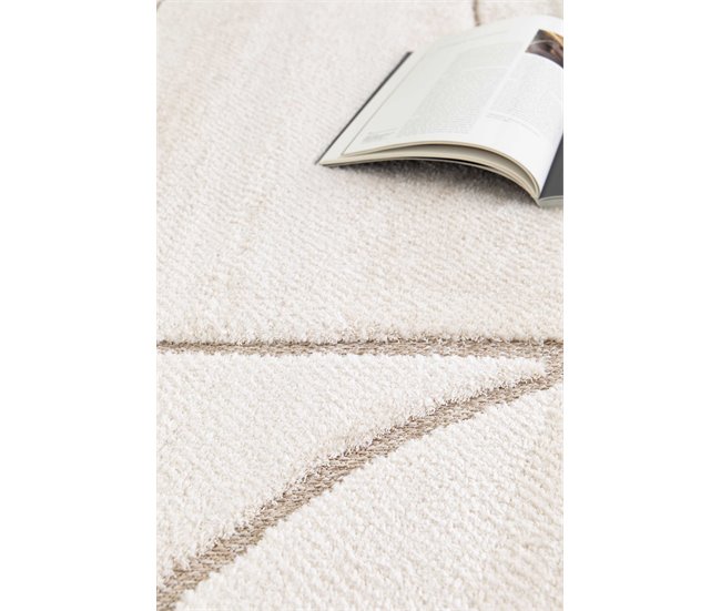 Alfombra diseño cuadros en relieve DIENA - ATTICGO 120x170 Blanco