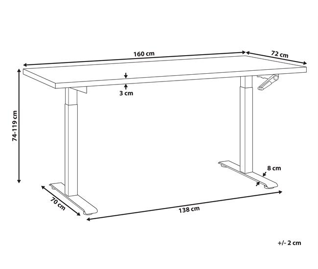 Beliani Escritorio ajustable DESTIN III 160x72 Blanco