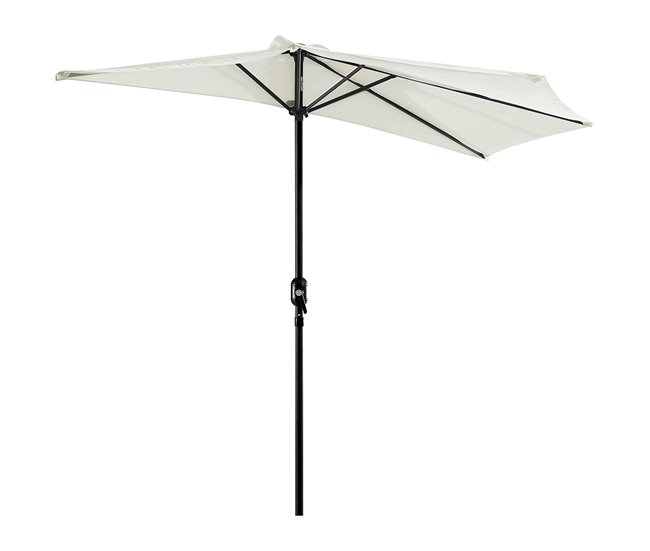 Sombrilla de Jardín Metal, Poliéster Outsunny 269x138 Crudo
