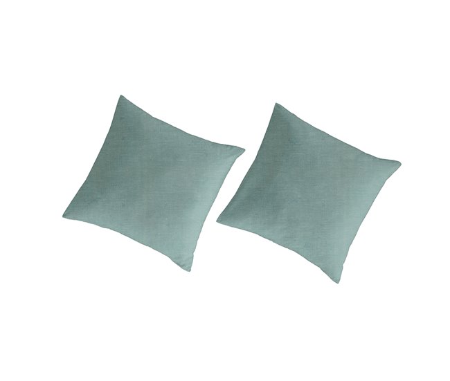 2 Fundas de almohada lisas lino/algodón orgánico Verde