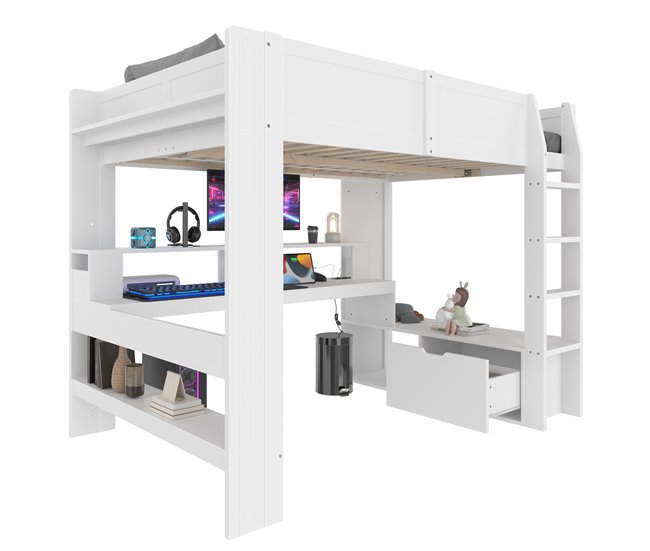 Cama alta para niños 153x218 Blanco