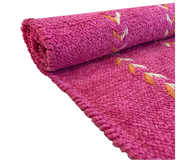 Acomoda Textil – Alfombra de Chenilla con Flecos. 60x100 Fucsia