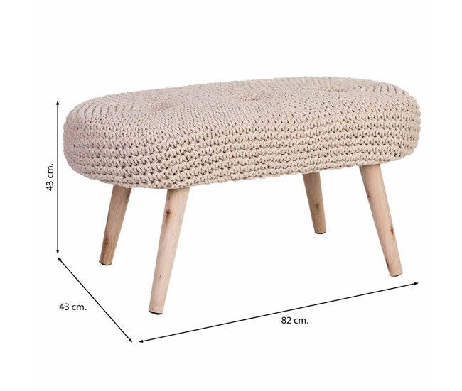 Banqueta de madera y algodón Beige