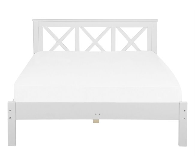 Beliani Cama con somier Madera de pino TANNAY 149x208 Blanco