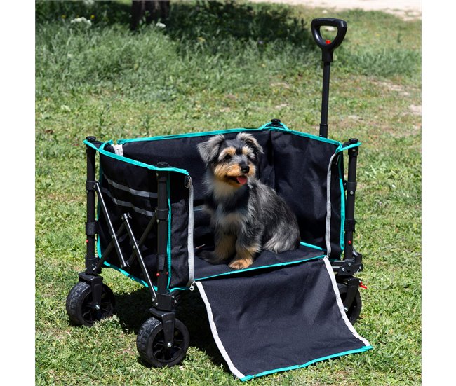 Aktive Carro plegable playa con ruedas todoterreno Negro