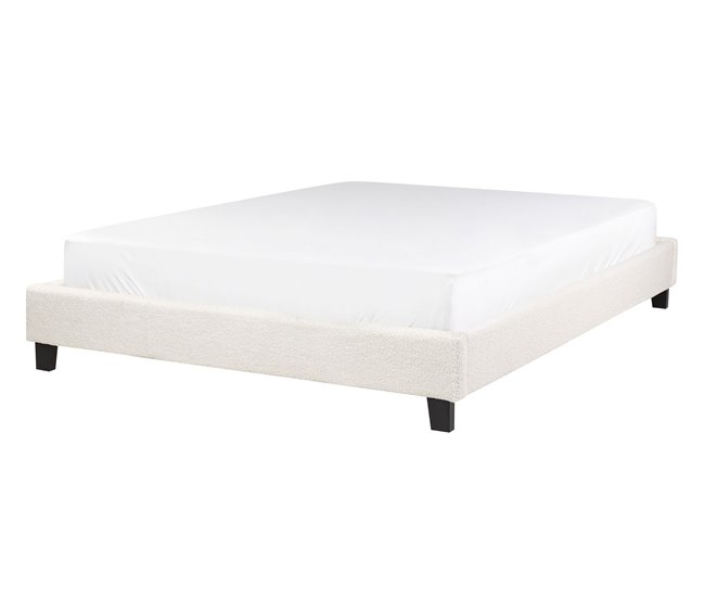 Beliani Cama con somier Bouclé ROANNE 150x213 Crema