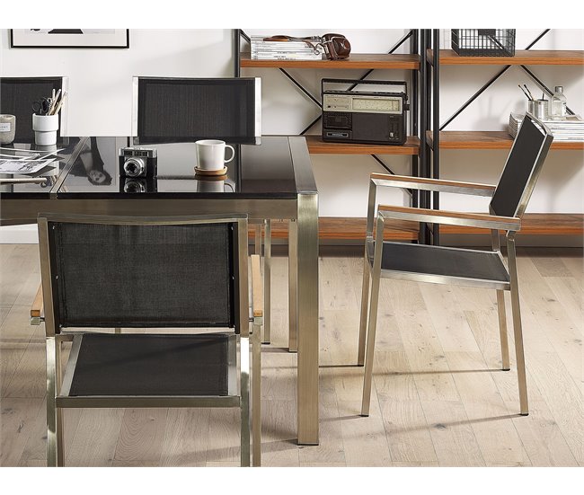 Beliani Conjunto de comedor GROSSETO Grafito