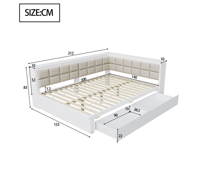 Camas de matrimonio 153x212 Blanco