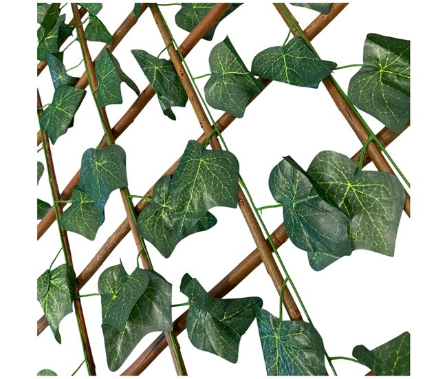 Acomoda Textil – Celosía Extensible de Madera Natural con Hojas. Verde