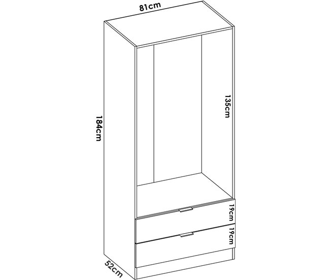 Armario 2 puertas efecto madera 81 Blanco