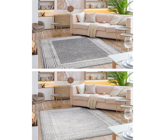 Alfombra MATEO 8033/644 Moderna griego marco estructural 80x150 Gris