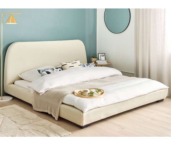 Beliani Cama de agua Poliéster ROISEL 201x226 Crema