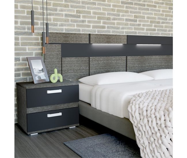 Mesita de noche Ataneq 60 Blanco/ Negro