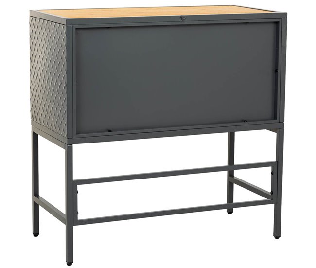 Aparador de vidrio, metal y madera 2 puertas Negro