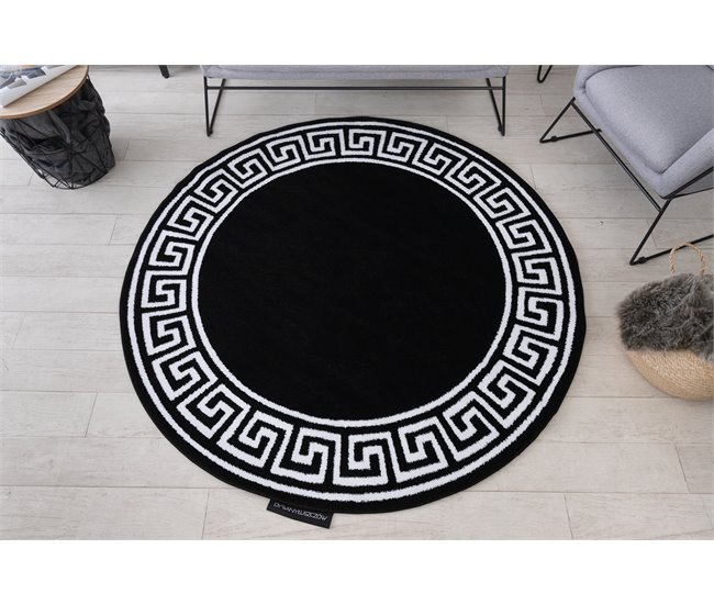 Alfombra HAMPTON Grecos círculo 200x200 Negro