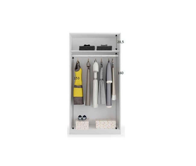 Armario 2 puertas efecto madera 100 Blanco