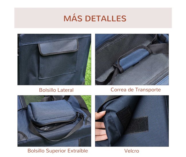 Transportín para Mascotas Tela Oxford, Acero y Poliéster PawHut Azul