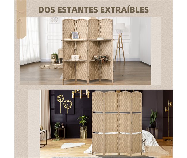 Biombo Fibra de Papel HOMCOM, hogar - decoración Marron
