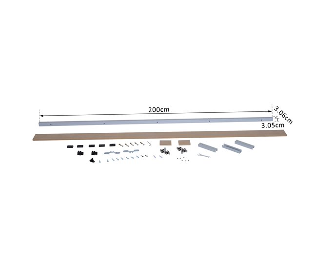 Kit Instalacion Puerta Corredera MDF, Aleación de Aluminio HOMCOM 200 Marron