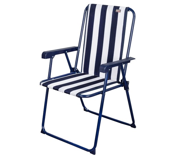 Silla plegable fija rayas marineras Aktive Garden Azul